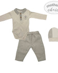 Mothers Choice Inf Boys 3 Piece Natural Linnen Set