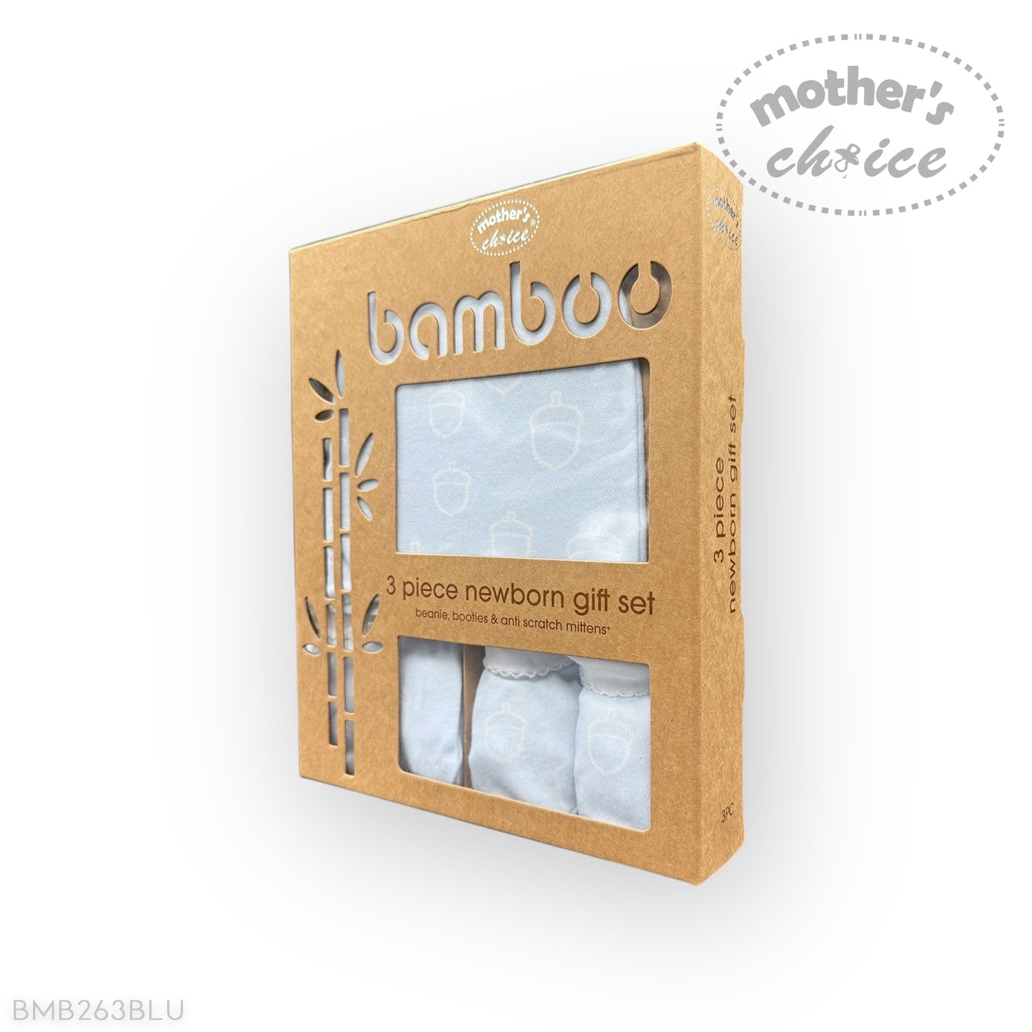 Bamboo 3-piece newborn gift set packaging on a white background