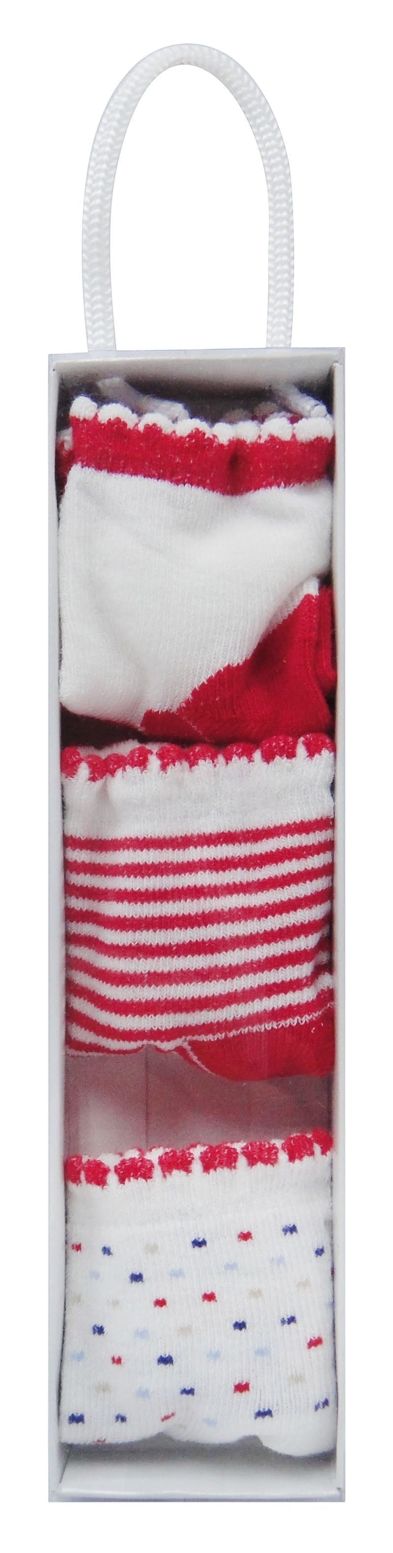 Mothers Choice Newborn 3 Pack Socks Girls Red Polka
