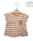 Orange and white striped baby dress with ice cream design on a hanger, branded 'Mother's Choice'.
