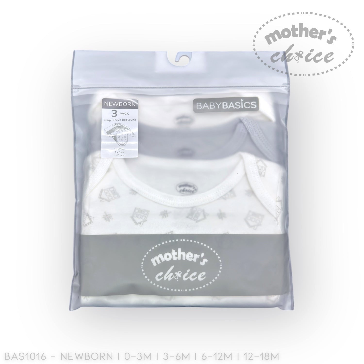 Packaged baby clothes with 'Mother's Choice' branding on a white background