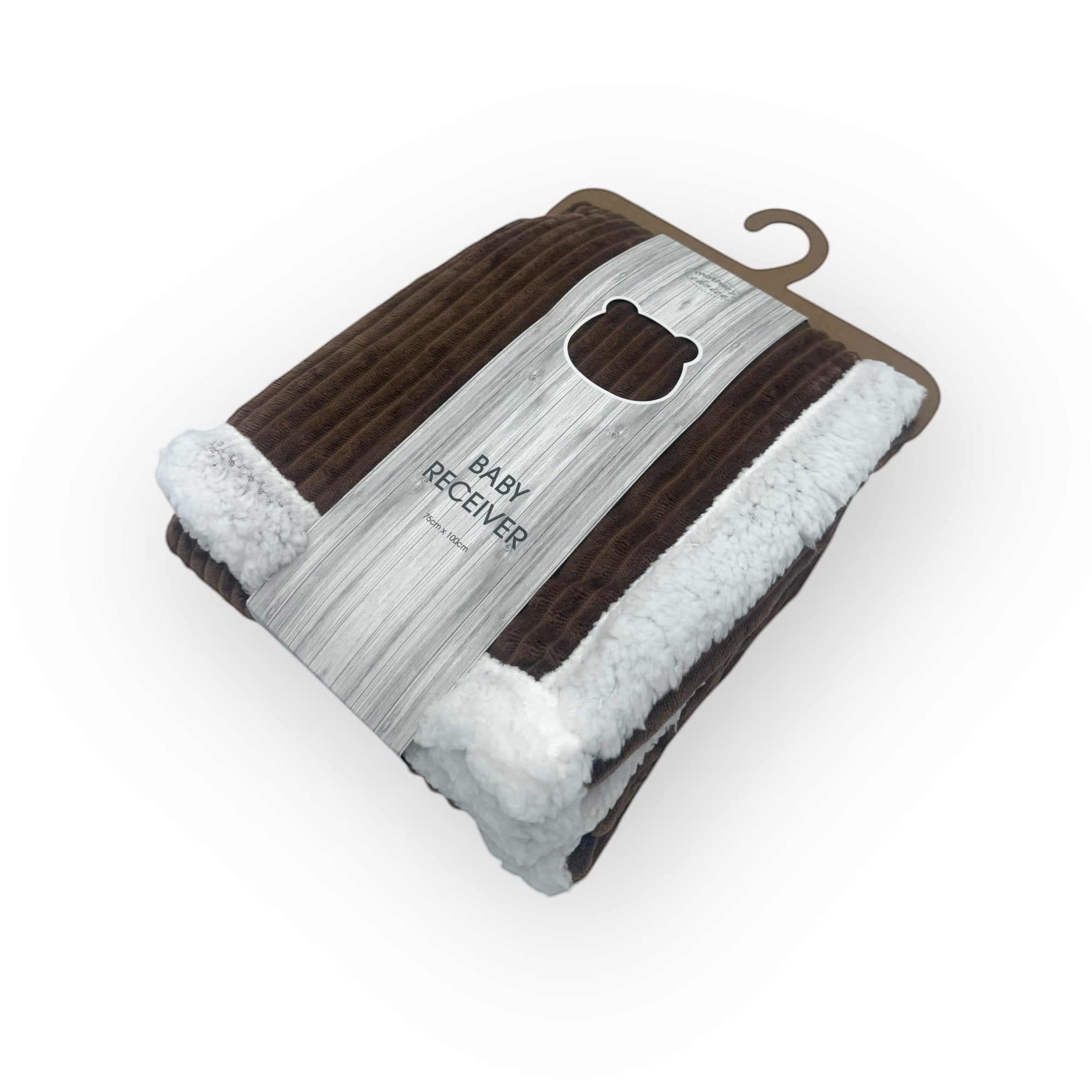 Mothers Choice  Sherpa Fleece Stripe Blanket Brown