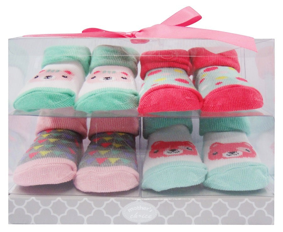 Mothers Choice 4 Pack Baby Socks Gift Pack Bear