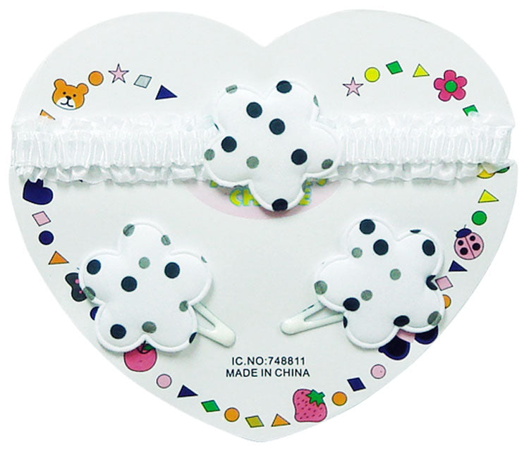 Mothers Choice Infant Girls Hair Accessories Set White Spotted Flower