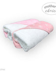 Pink and gray baby pants with 'Mother's Choice' branding on a white background