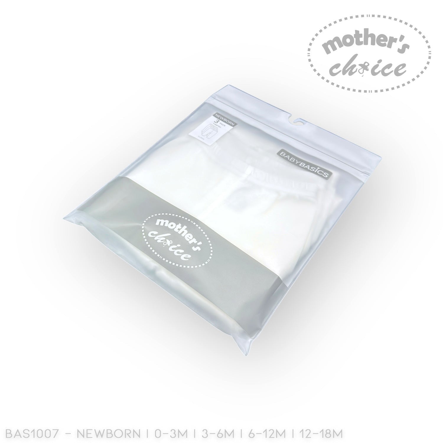 Clear plastic bag with 'mother's choice' branding on a white background