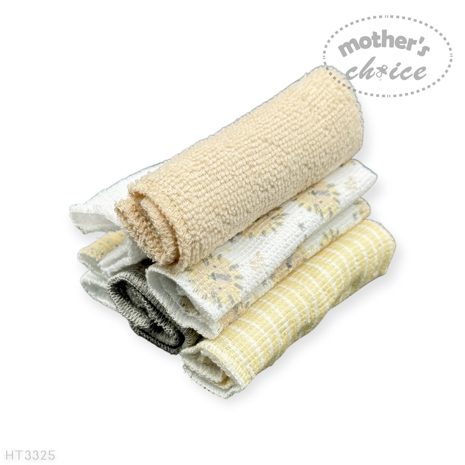 Mothers Choice  6 Pack Washcloth Set Stone Bear