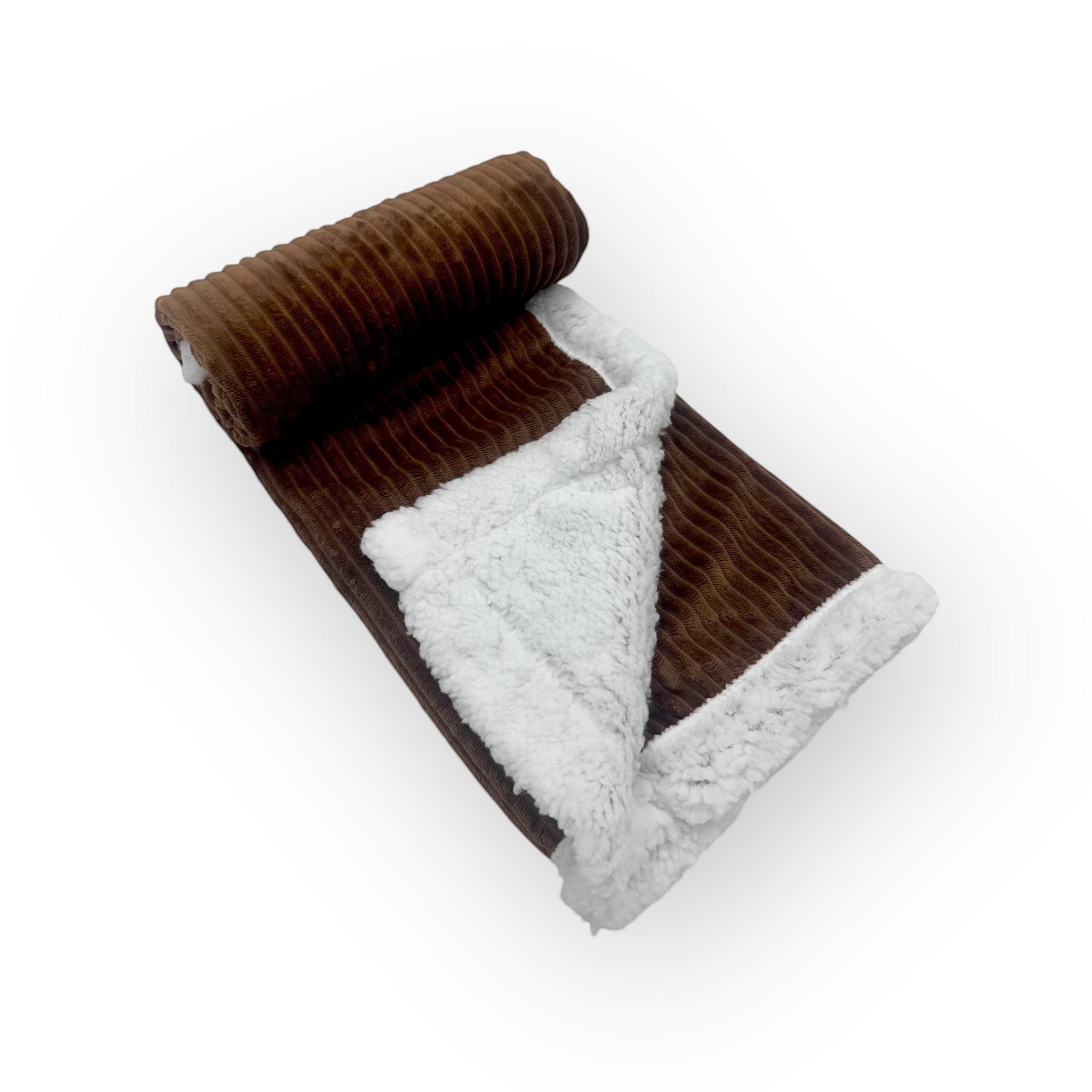 Mothers Choice  Sherpa Fleece Stripe Blanket Brown