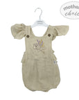 Mothers Choice Muslin S/L Romper Beige Rabbit