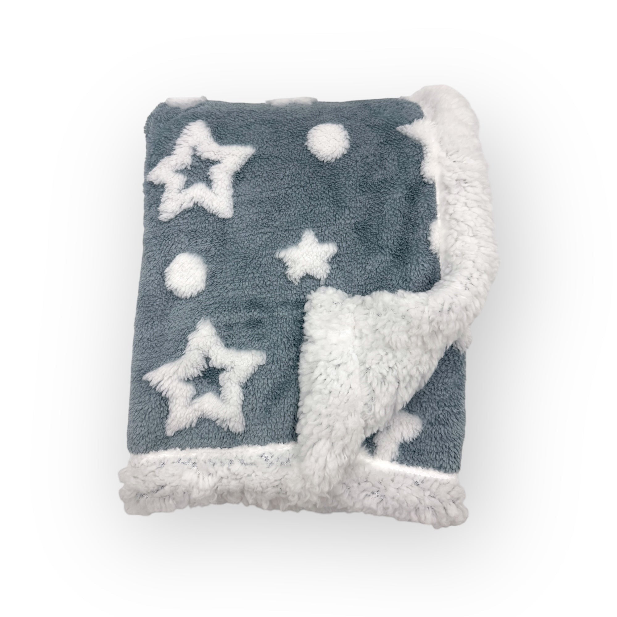 Mothers Choice  Sherpa Fleece Stars Blanket Blue