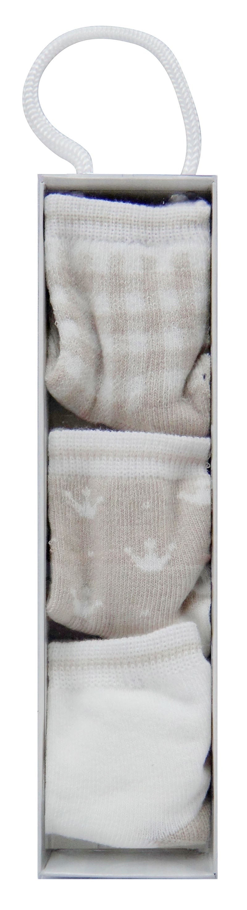 Mothers Choice Newborn 3 Pack Socks Beige
