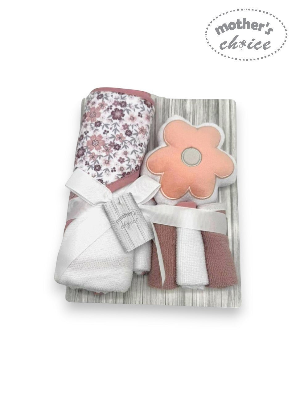 Mothers Choice  Hooded Towel And 4 Washcloths And Wash Sponge Flower