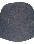 Blue denim bucket hat on a white background