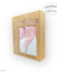 Packaged bamboo hooded towels with 'Mother's Choice' branding on a white background
