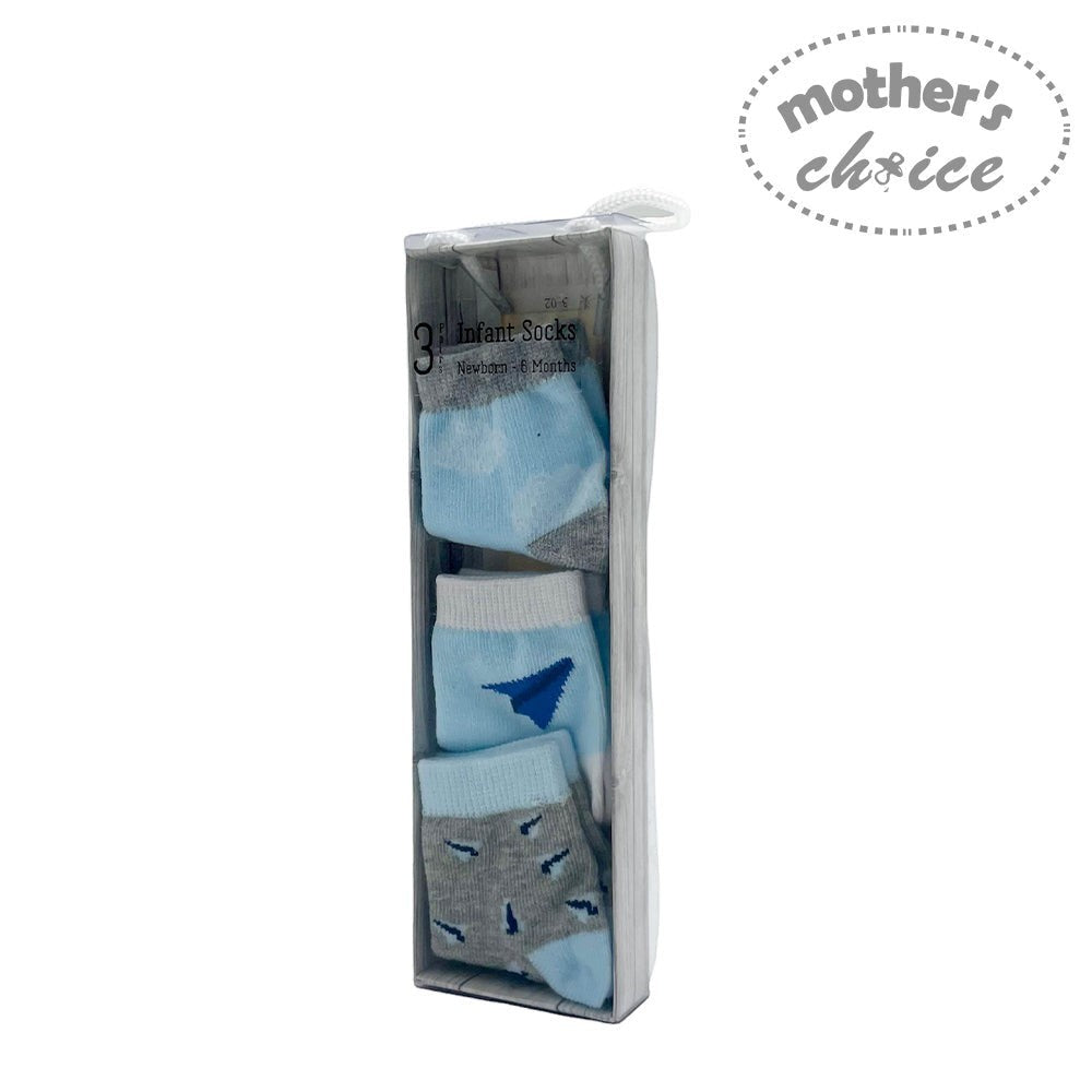 Mothers Choice 3 Pack Infant Socks Paper Planes