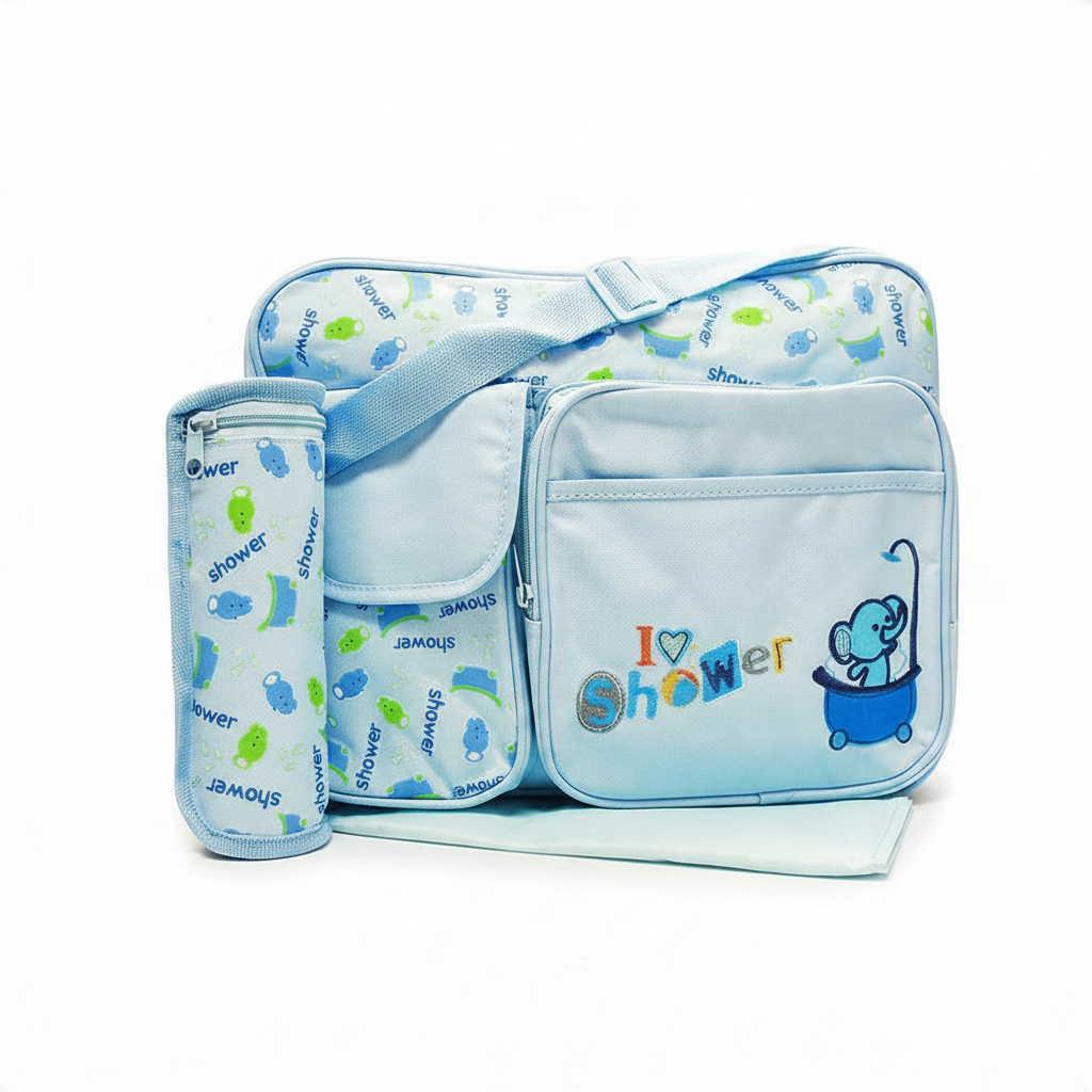 Mothers Choice 2 Outpocket Diaper Bags Blue I Love Shower