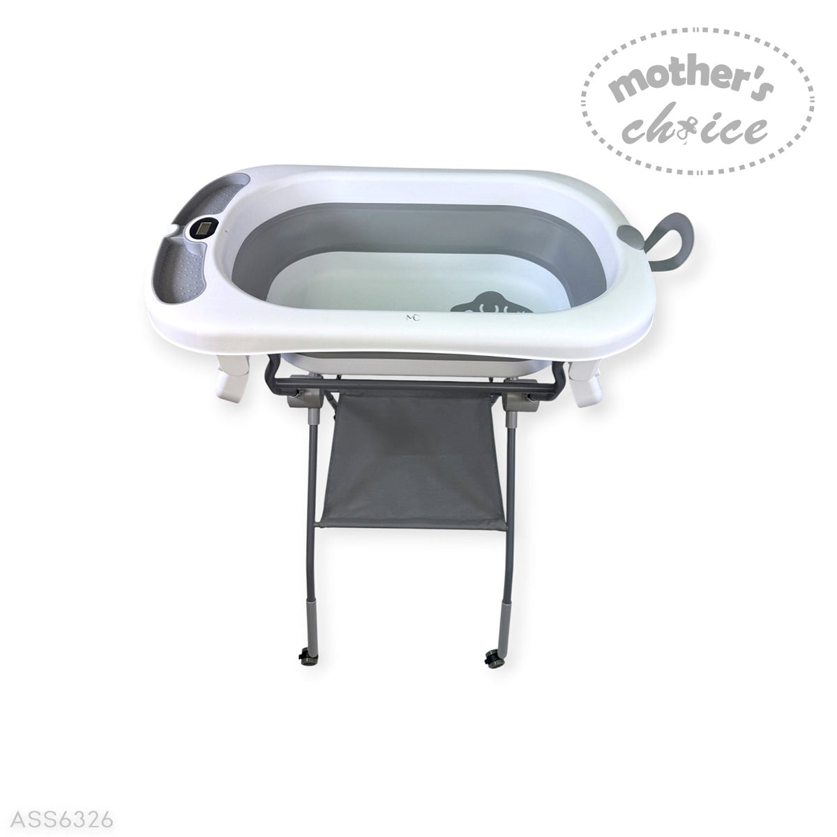 FOLDABLE BABY BATHTUB WITH THERMOMETER AND STAND