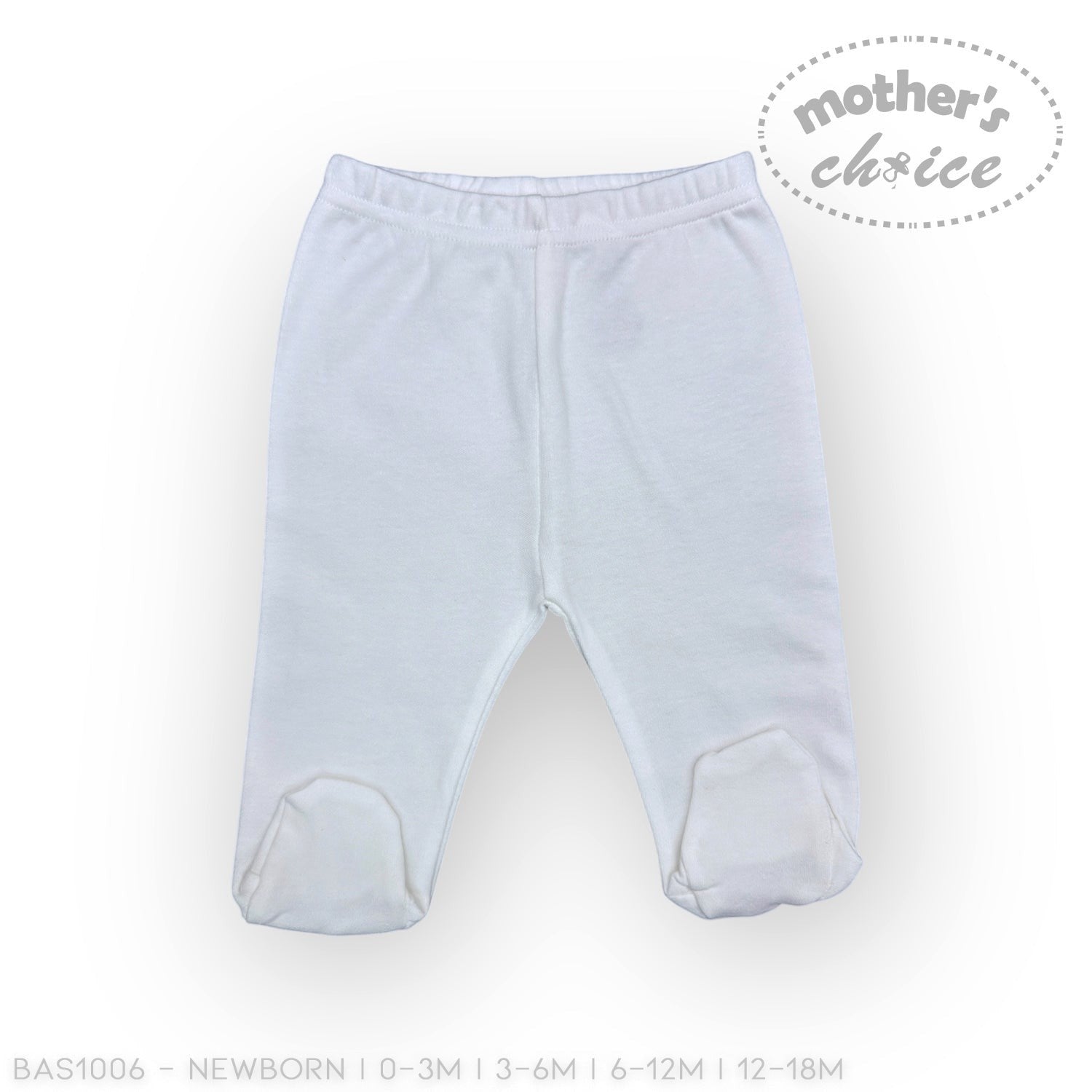 Light blue baby pants on a white background with 'Mother's Choice' branding.