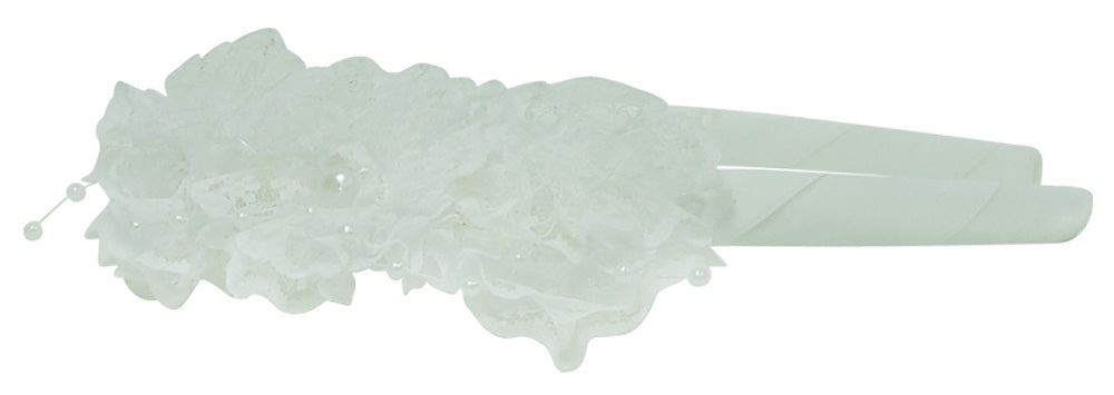 Mothers Choice Girls Alice Band White Lace Flowers With Pearl