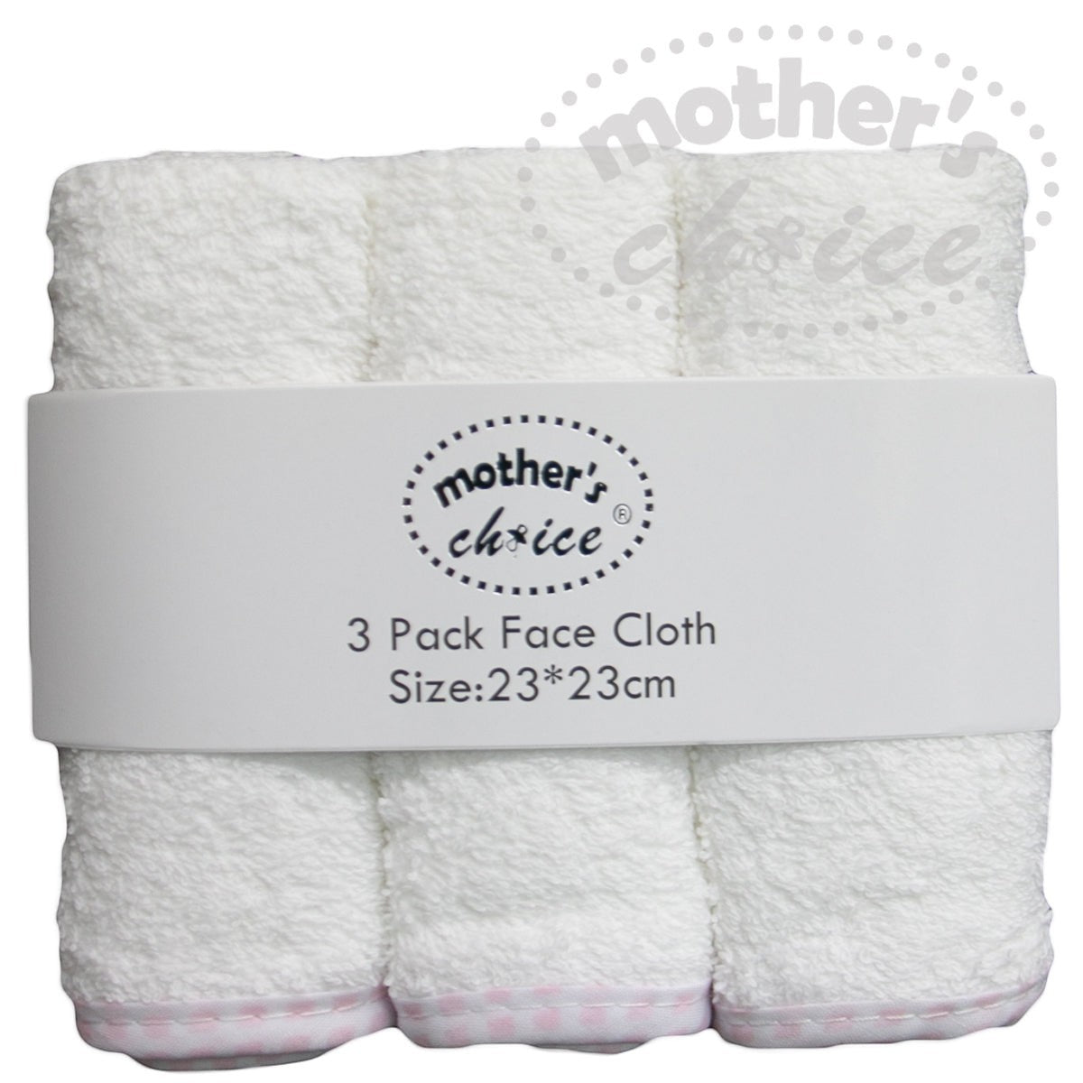 Mothers Choice 3 Pack Facecloth Pink