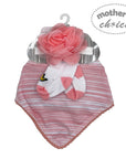 Baby bib, socks, and headband set with 'Mother's Choice' branding on a white background