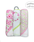 Mothers Choice  3 Piece Hooded Towels And 3 Piece Facecloths So Loved Pink  Roses