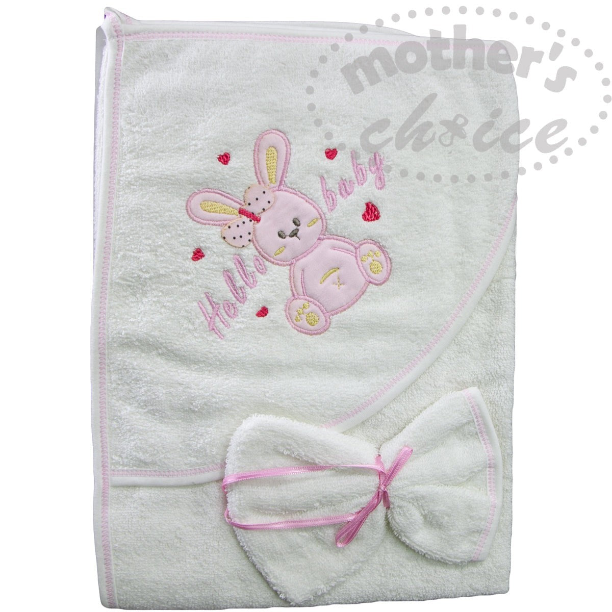 2 piece bath time set baby hooded towel facecloth