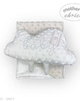 Gray baby blanket with 'baby' embroidery and 'Mother's Choice' branding on a white background