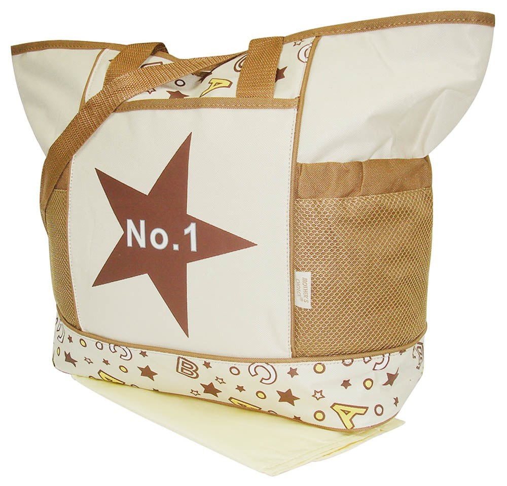 Tote bag with star design and 'No. 1' text on a white background