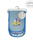 Baby bib with sailboat design on a hanger, branded 'Mother's Choice'.