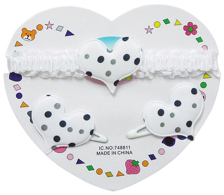 Mothers Choice Infant Girls Hair Accessories Set White Spotted Heart