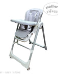 Gray high chair with 'Mother's Choice' branding on a white background