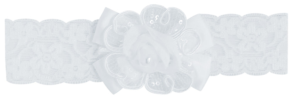 Mothers Choice Infant Girls Lace Headband White Sequin Flower
