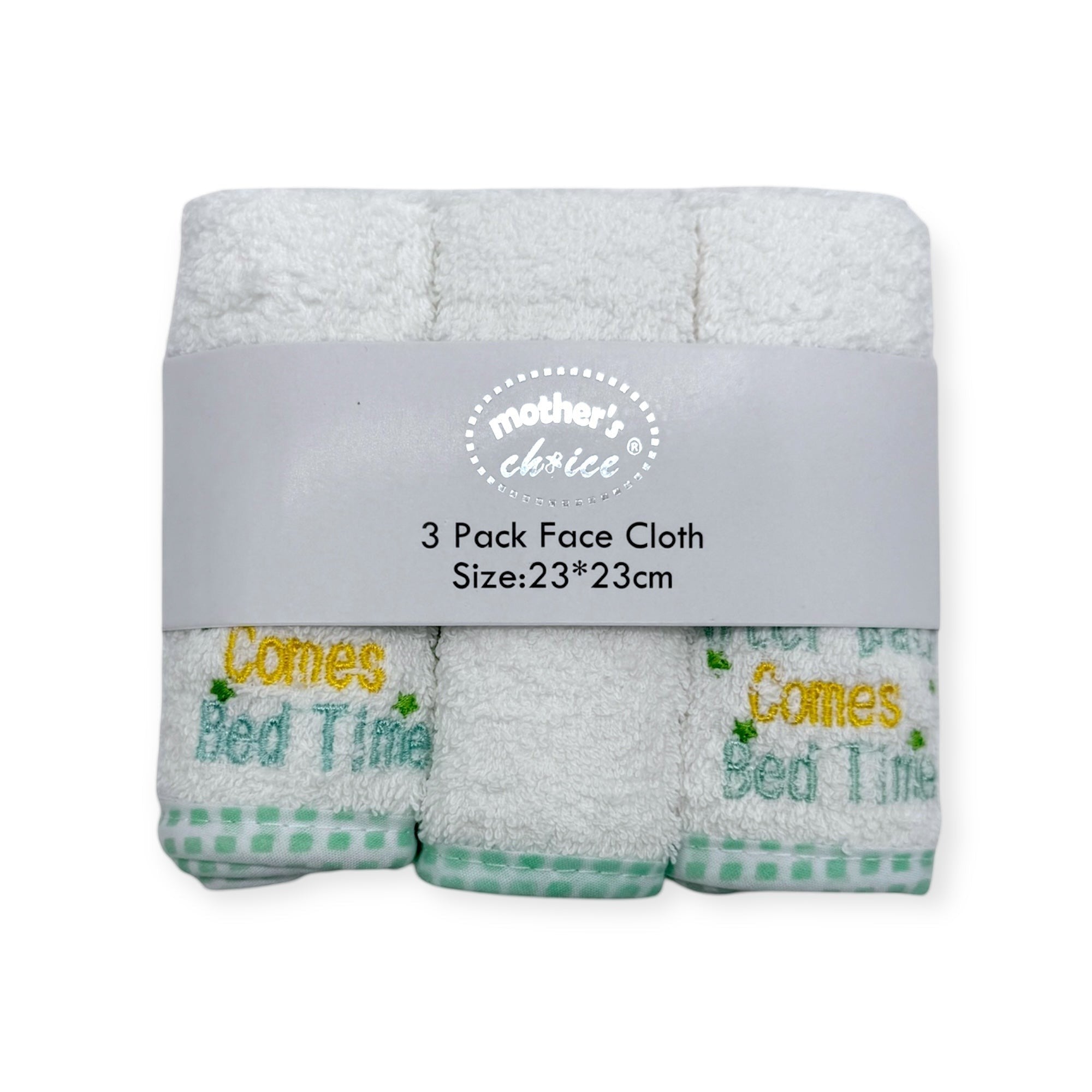 Mothers Choice 3 Pack Embroidered Facecloth Set