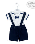 Mothers Choice Inf Boys 2 Piece Navy Sailor Dungaree  Set