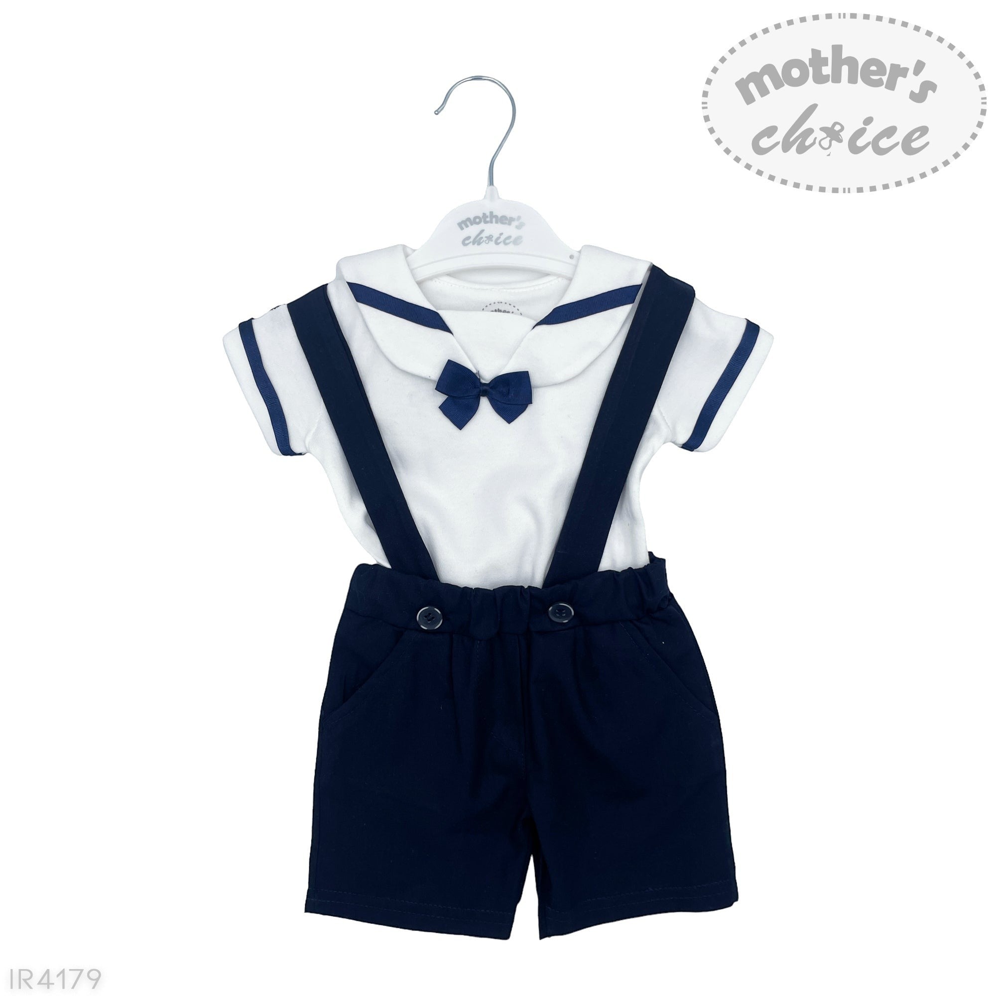 baby boys dungarees set navy sailor design