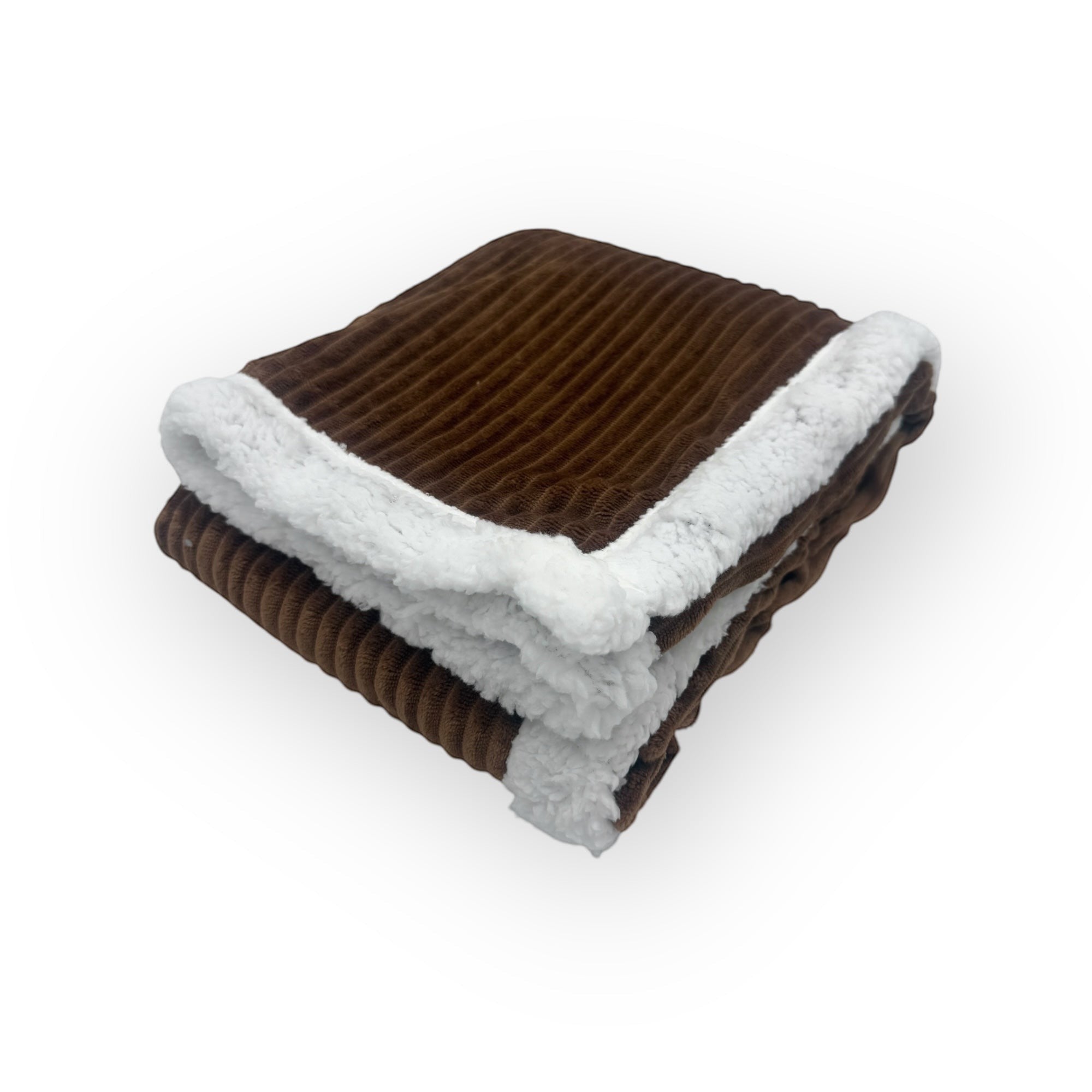 Mothers Choice  Sherpa Fleece Stripe Blanket Brown