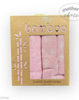 Pack of two pink bamboo muslin wraps with 'Mother's Choice' branding on a white background.