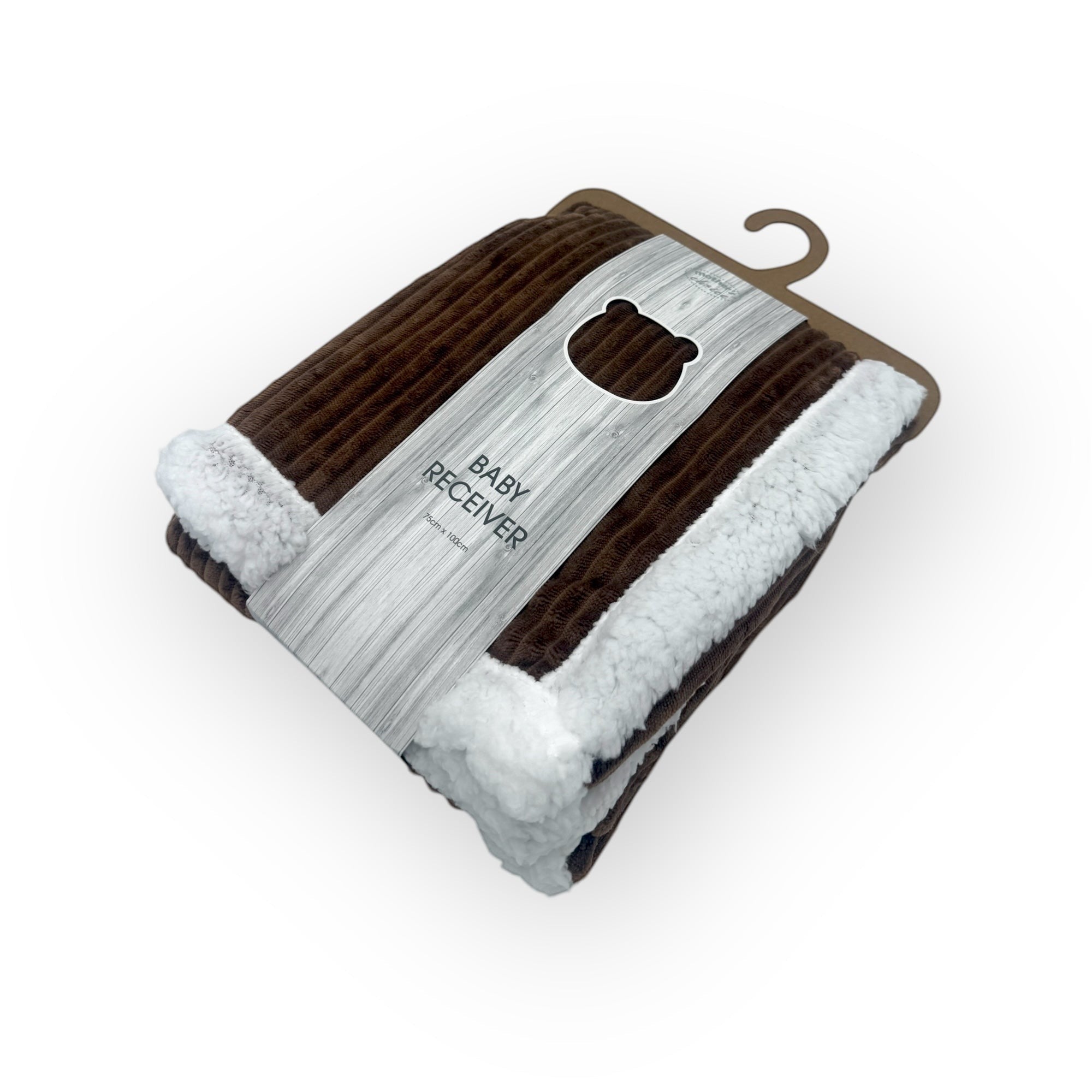 Mothers Choice  Sherpa Fleece Stripe Blanket Brown