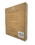 Cardboard box packaging for a 3-piece newborn gift set on a white background