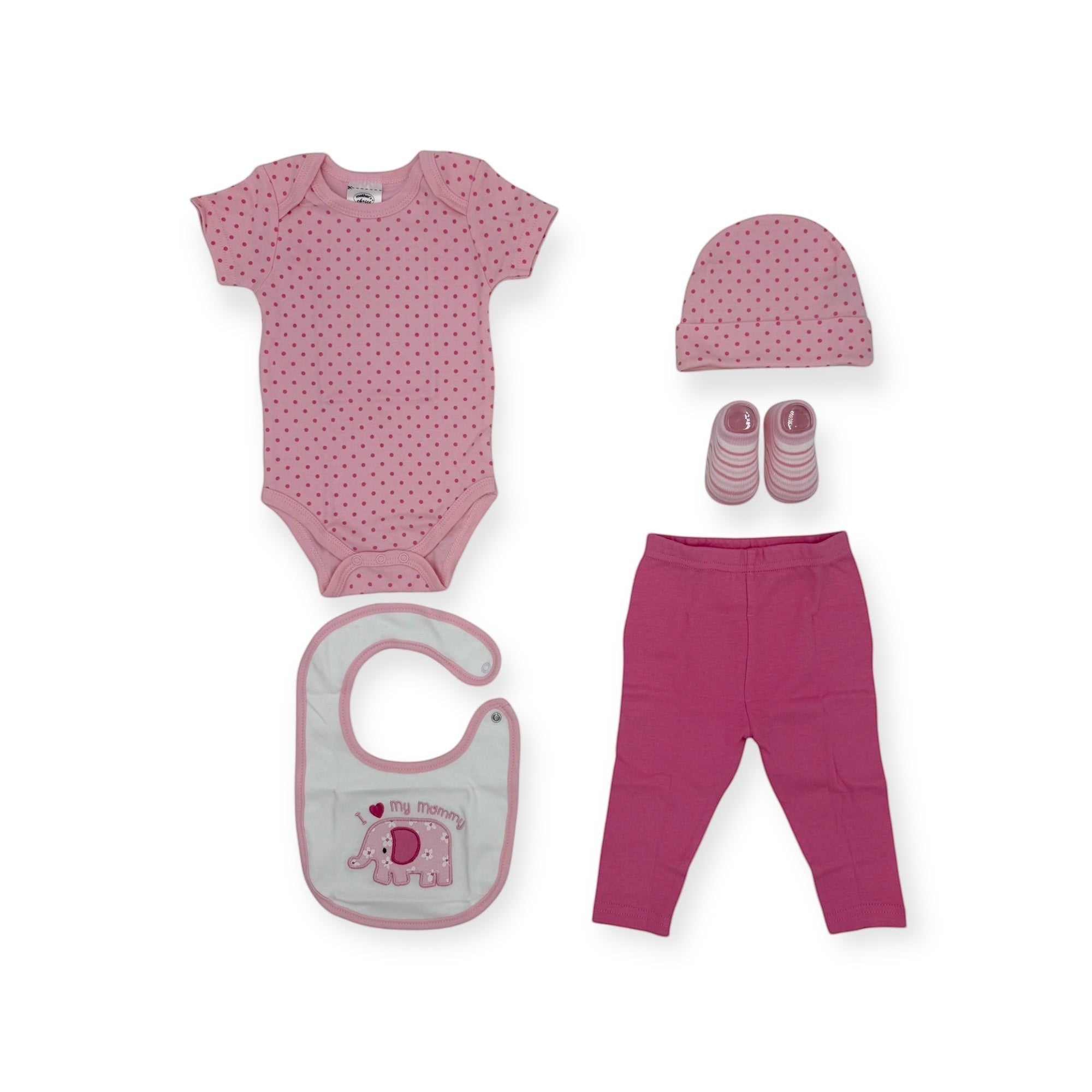 Mothers Choice 5  Piece Gift Set Pink Elephant