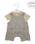 Mothers Choice Inf Boys 2Piece Natural Linnen Dungaree Set