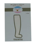 Card packaging for knee-high tights with 'Mother's Choice' branding.