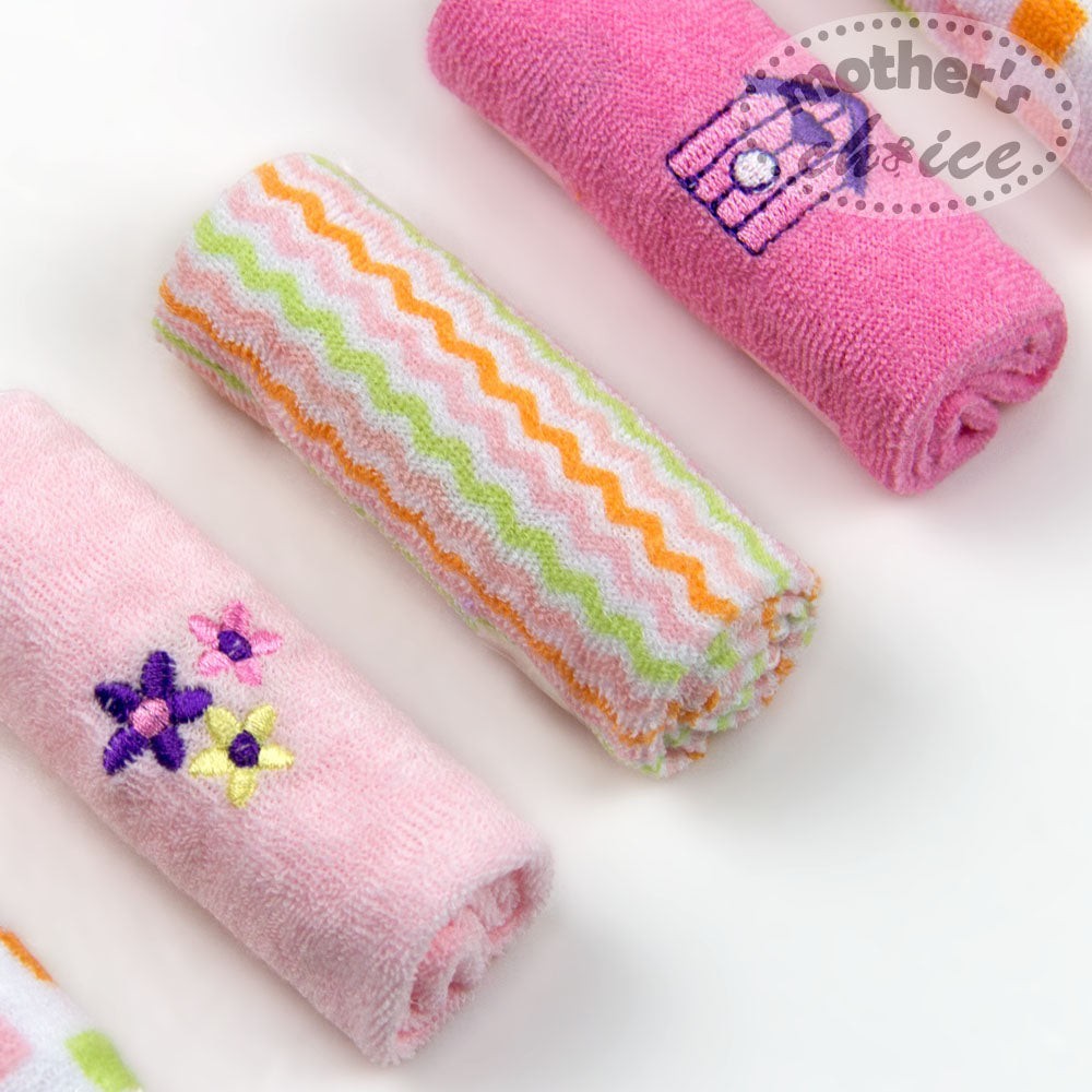 Mothers Choice 6 Pack Facecloth Set Pink Flowers