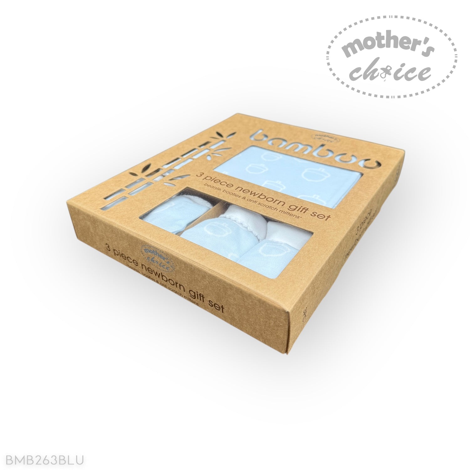 Box of newborn gift set with 'Mother's Choice' branding on a white background