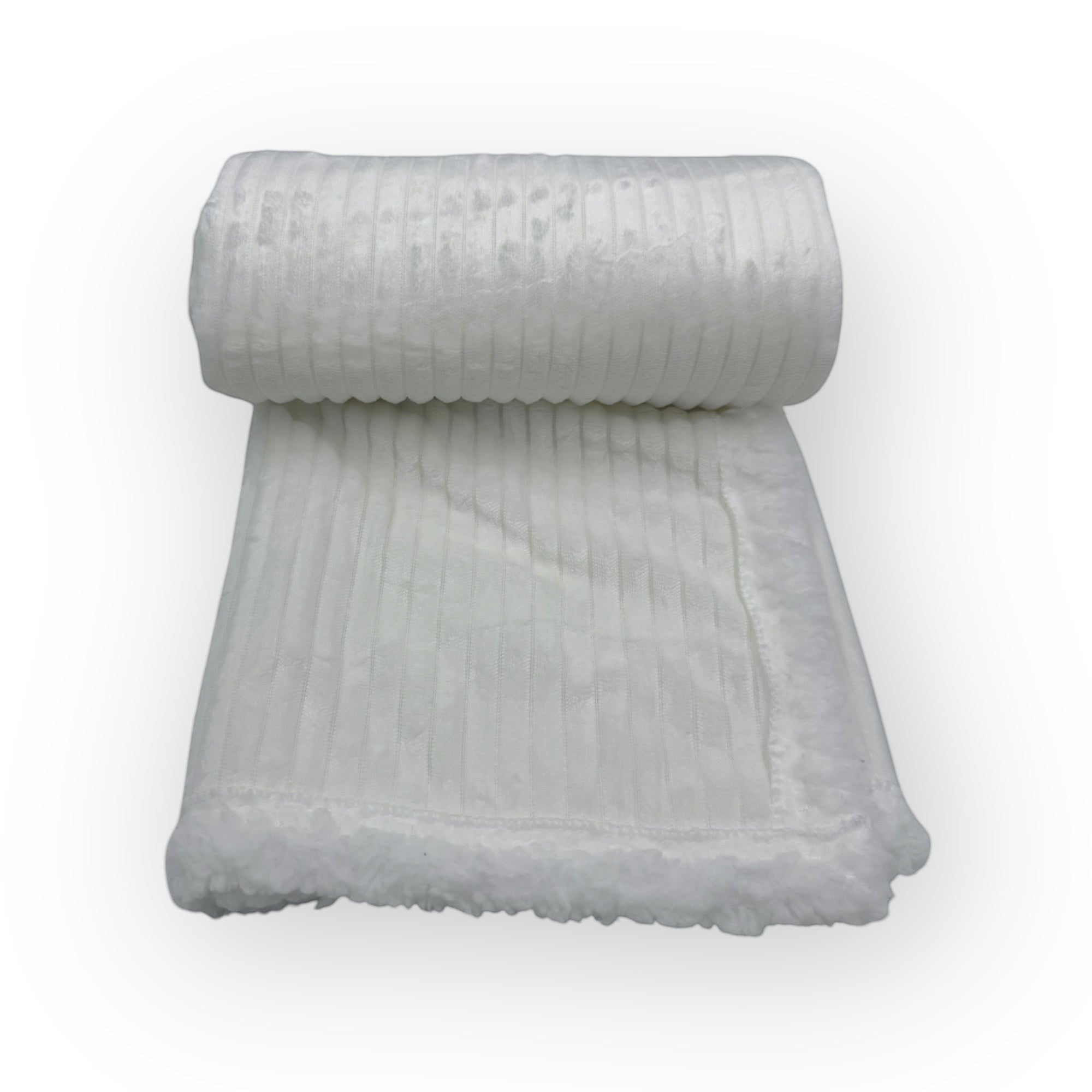 Mothers Choice  Sherpa Fleece Stripe Blanket White