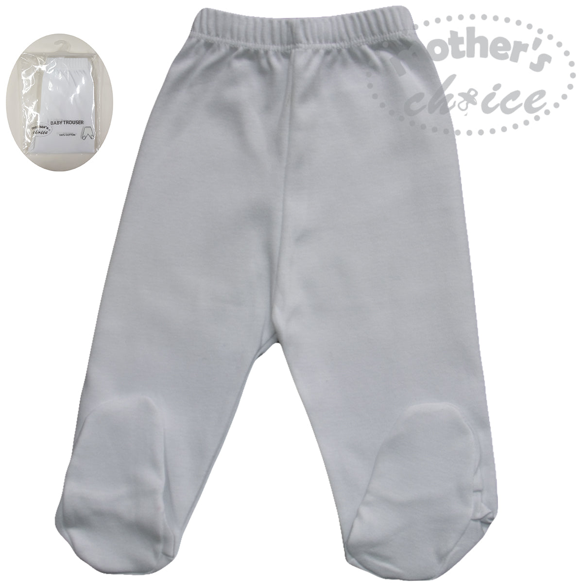 Mothers Choice 100% Cotton Leggings White 6-12