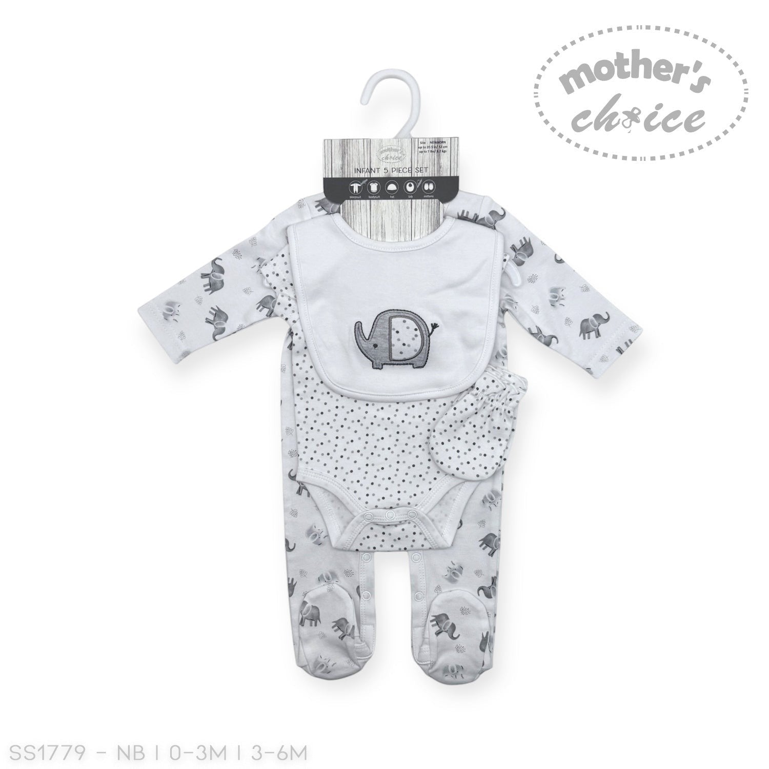 Mothers Choice 5 Piece Starter Packs Grey Elie