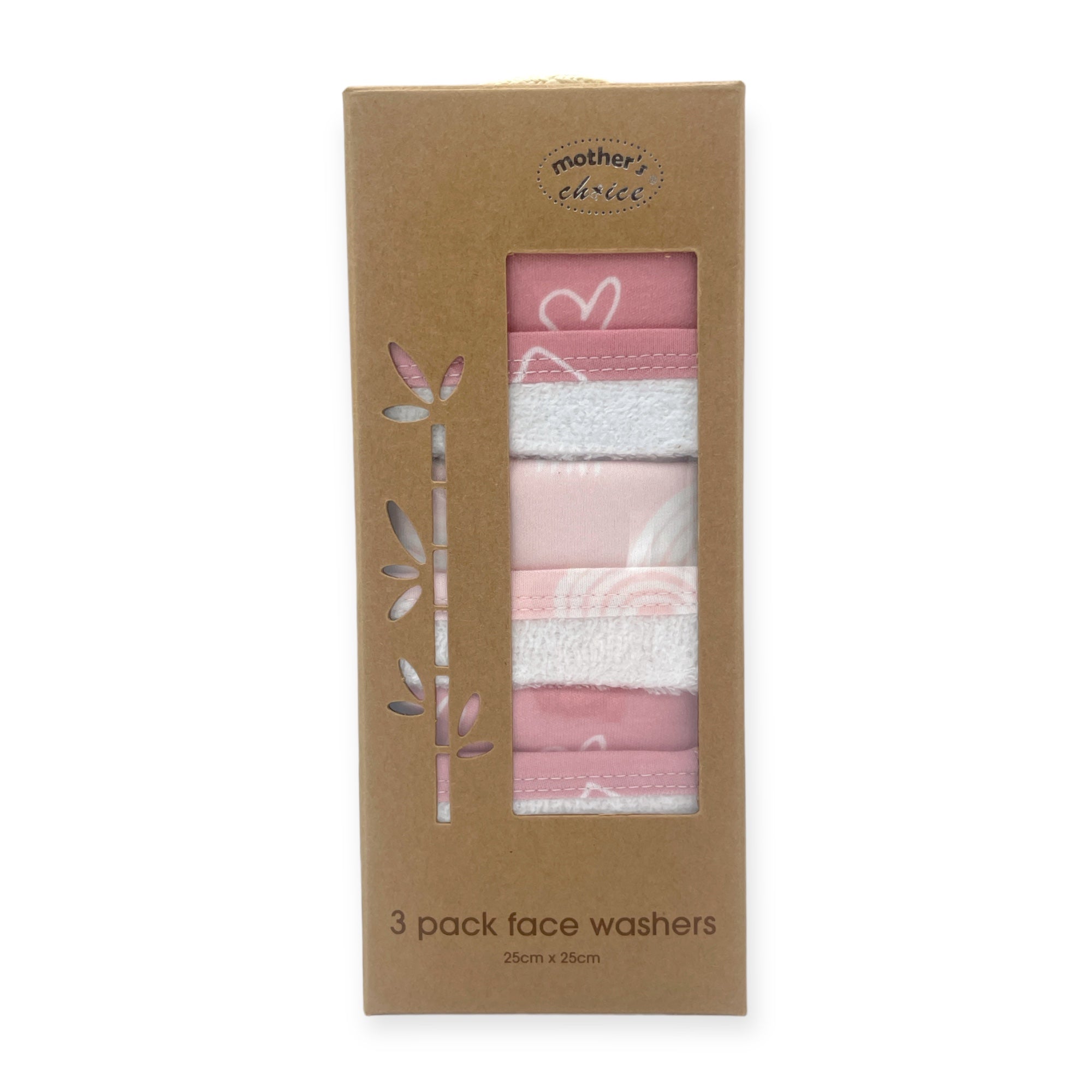 Mothers Choice  Bamboo 3 Pack Facecloths Pink