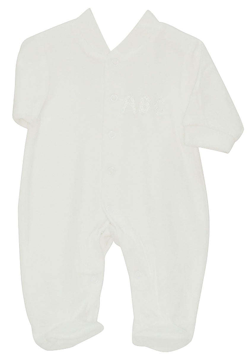 White baby onesie on a white background